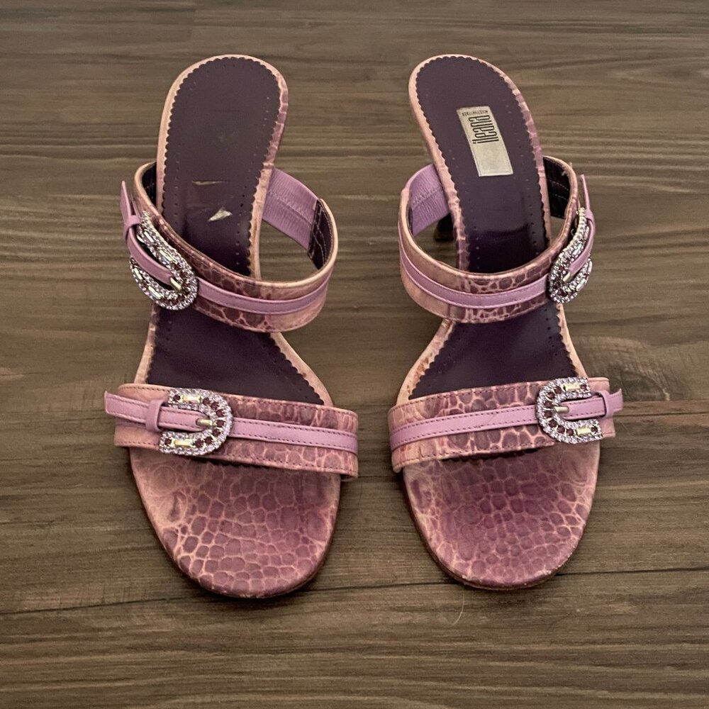 Croc-Embossed Buckle Heels